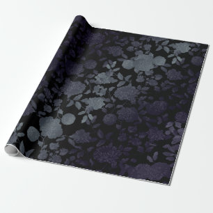 Papel De Regalo Vintage moderno púrpura gris negro de Ombre floral