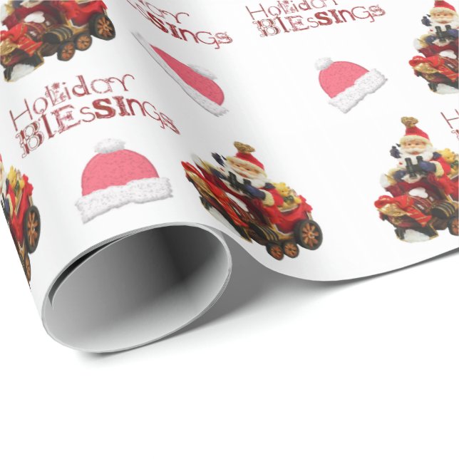 Papel De Regalo Vintage Navidad Blessings Wrapping Paper (Esquina del rollo)