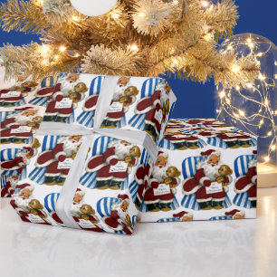 Papel De Regalo Vintage navidad sentado en Santa fiesta de baldosa