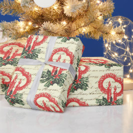 Papel De Regalo Vintage Navidades rojos verdes victorianos Holly C