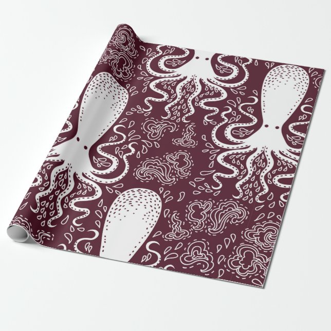 Papel De Regalo vintage Octopus pattern. (Desenrollado)