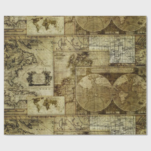 Papel De Regalo Vintage old world Maps Patrón de mapas antiguos