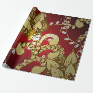 Papel De Regalo Vintage ornamental pattern on a red, yellow and b