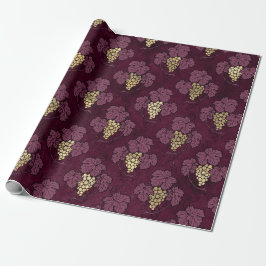 Papel De Regalo Vintage París Borgoña Púrpura y Oro tema de vino