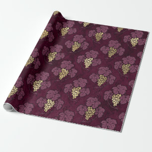 Papel De Regalo Vintage París Borgoña Púrpura y Oro tema de vino