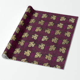 Papel De Regalo Vintage París Borgoña Rojo y Dorado tema de vino