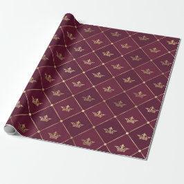 Papel De Regalo Vintage Paris Burgundy Red and Gold Crown