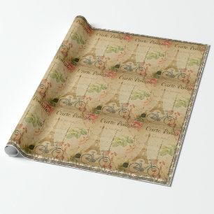 Papel De Regalo Vintage parisino con Eiffel