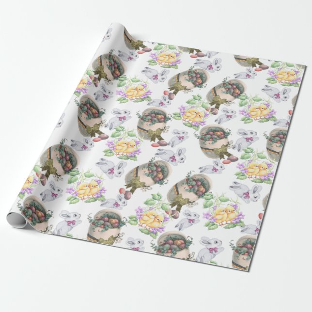 Papel De Regalo Vintage Pascua (Desenrollado)