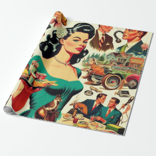 Papel De Regalo Vintage Patrón Seamless de los años 50