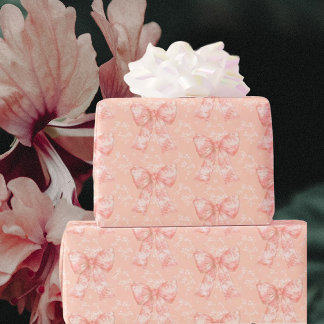 Papel De Regalo Vintage Peachy Floral Toile Bows