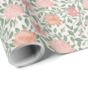 Papel De Regalo Vintage Perfect Peach y Rosas Peach