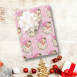 Papel De Regalo Vintage Pink Watercolor Santa Retro<br><div class="desc">Este diseño puede ser personalizado en el área proporcionada cambiando la foto y/o el texto. O puede personalizarse haciendo clic en Personalizar esta plantilla y, a continuación, eligiendo la opción de hacer clic en el personalizar y eliminando o cambiando el color del fondo, agregando texto, cambiando el color o estilo...</div>
