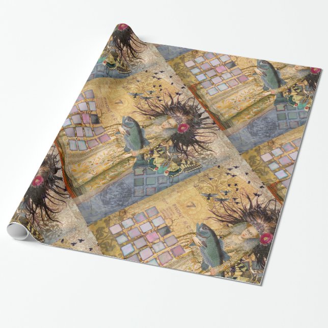 Papel De Regalo Vintage Pisces Woman Gothic Classic (Desenrollado)