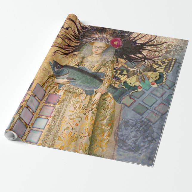 Papel De Regalo Vintage Pisces Woman Gothic Classic (Desenrollado)