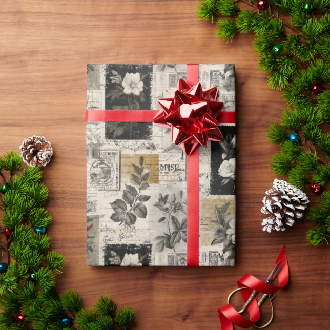 Papel De Regalo Vintage Postal Stamps Marks (Regalo de vacaciones)