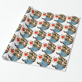 Papel De Regalo Vintage Raccoon Love