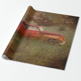Papel De Regalo Vintage Red Car Antiguo Decoupage de Arte Rústico