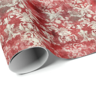 Papel De Regalo Vintage Red Damask Antique Ornamental Luxury