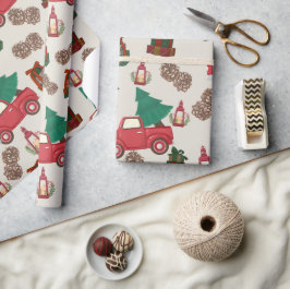 Papel De Regalo Vintage Red Truck Christmas Wrapping Paper 