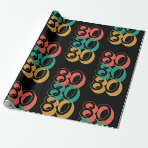 Papel De Regalo Vintage Retro 1980 Rojo Verde Amarillo