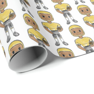Papel De Regalo vintage retro football player black yellow simple