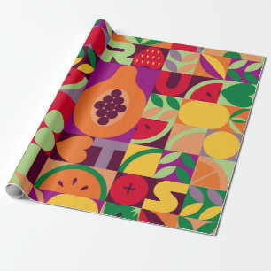Papel De Regalo Vintage retro fruta vintage sin soldadura. Abst