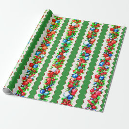 Papel De Regalo Vintage Retro Navidades Bauble Garland Stripe