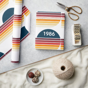Papel De Regalo Vintage Retro Stripe 1986 Sol 40 Cumpleaños Primar