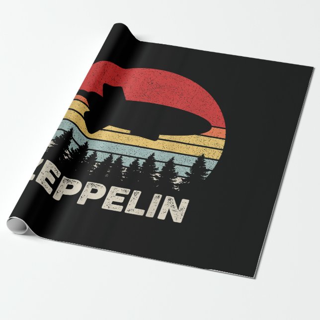 Papel De Regalo Vintage Retro Zeppelin Shirt Dirigible (Desenrollado)