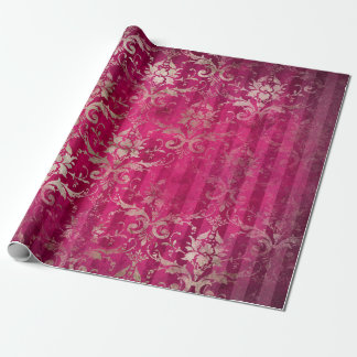 Papel De Regalo Vintage Romantic Damask Burgundy Gold