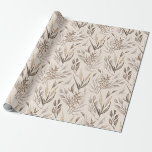 Papel De Regalo Vintage Rústico Elegante Patrón Floral