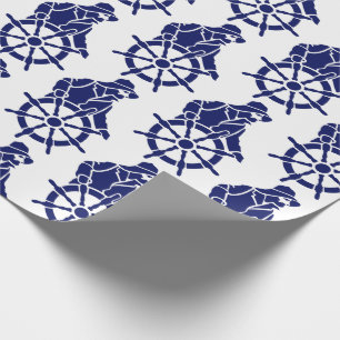 Papel De Regalo Vintage Sailor, la silueta de la rueda del capitán