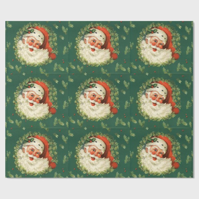 Papel De Regalo Vintage Santa alegre (Superficie plana)