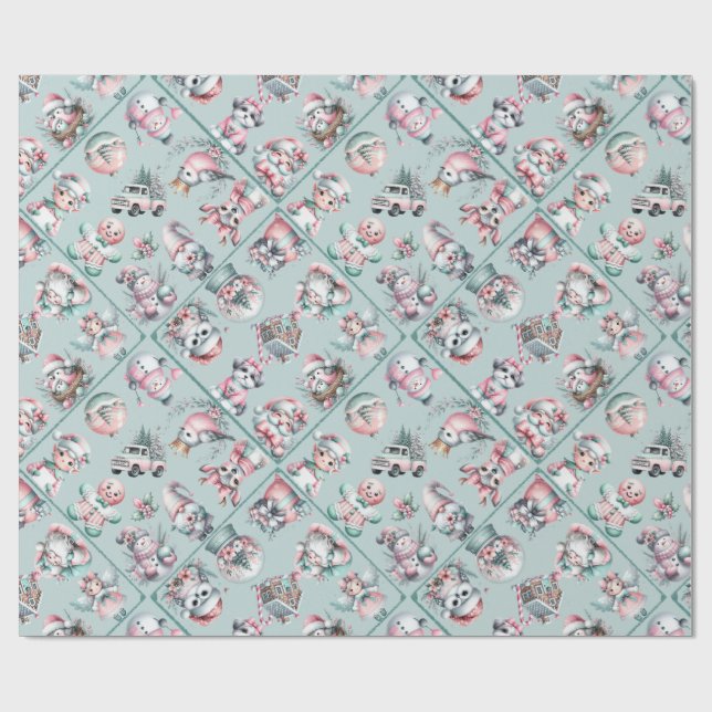 Papel De Regalo Vintage Santa & Candy Cane Holiday (Superficie plana)