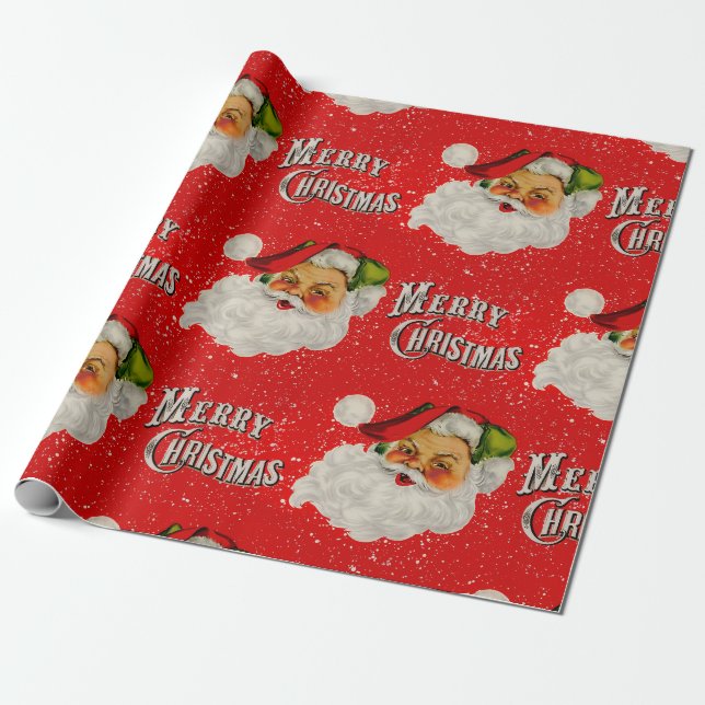 Papel De Regalo Vintage Santa Cheer (Desenrollado)