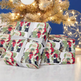 Papel De Regalo Vintage Santa & Conejo Conejo de Conejo, Regalos d