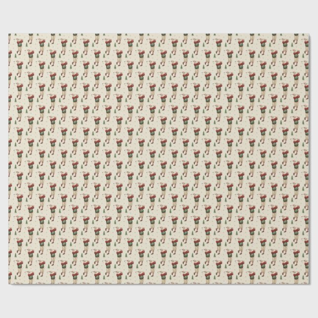 Papel De Regalo Vintage Santa Golf Wrapping Paper (Superficie plana)