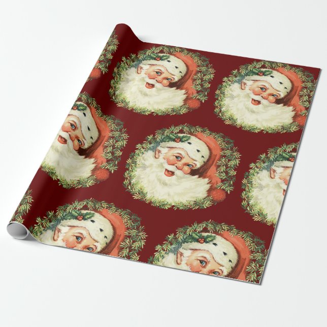 Papel De Regalo Vintage Santa Navidades (Desenrollado)