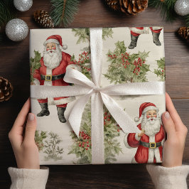 Papel De Regalo Vintage Santa Navidades
