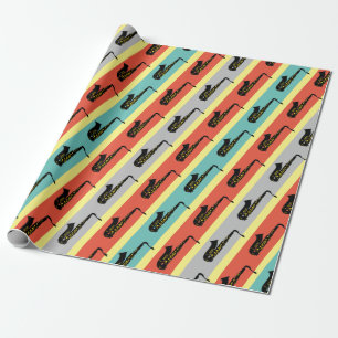 Papel De Regalo Vintage Saxofón Guay Jazz Pattern Strike Retro