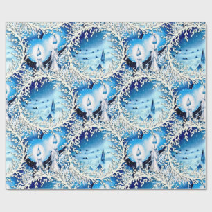 Papel De Regalo Vintage Snowy Church and Candles
