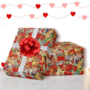 Papel De Regalo Vintage St. El día de San Valentín Cards Red Heart