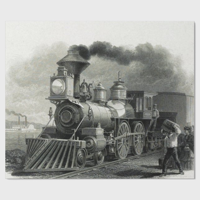 Papel De Regalo Vintage Steam Train (Superficie plana)