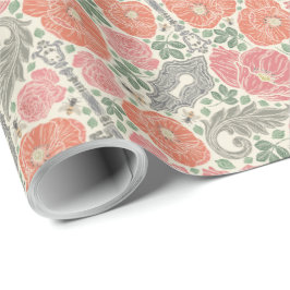 Papel De Regalo Vintage Steampunk Old Lock Key Red Poppy