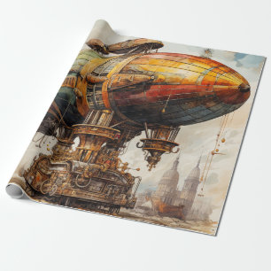 Papel De Regalo Vintage Steampunk Zeppelin (1)