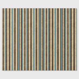 Papel De Regalo Vintage Striped Gift Wrap in Brown and Blue Tones