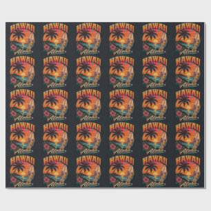 Papel De Regalo Vintage Sunset Palms Surfboard Aloha Hawaiano