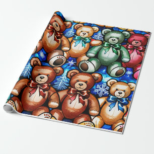 Papel De Regalo Vintage Teddy Bears Holiday Gift