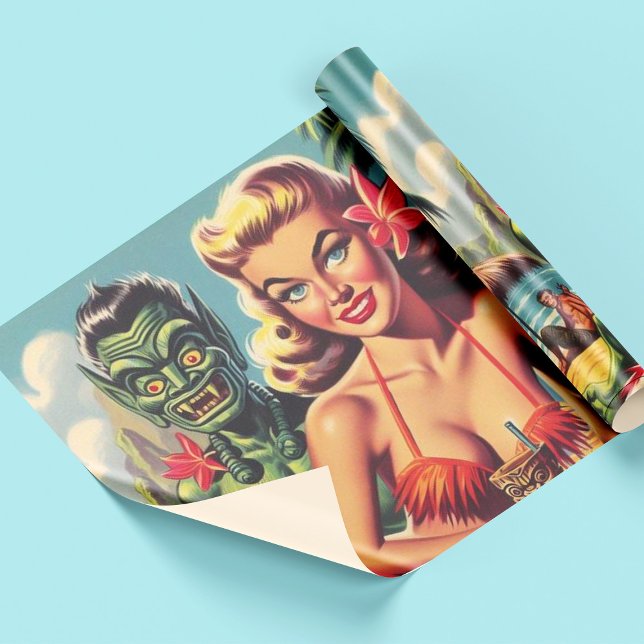 Papel De Regalo Vintage Tiki Pin Up (Subido por el creador)